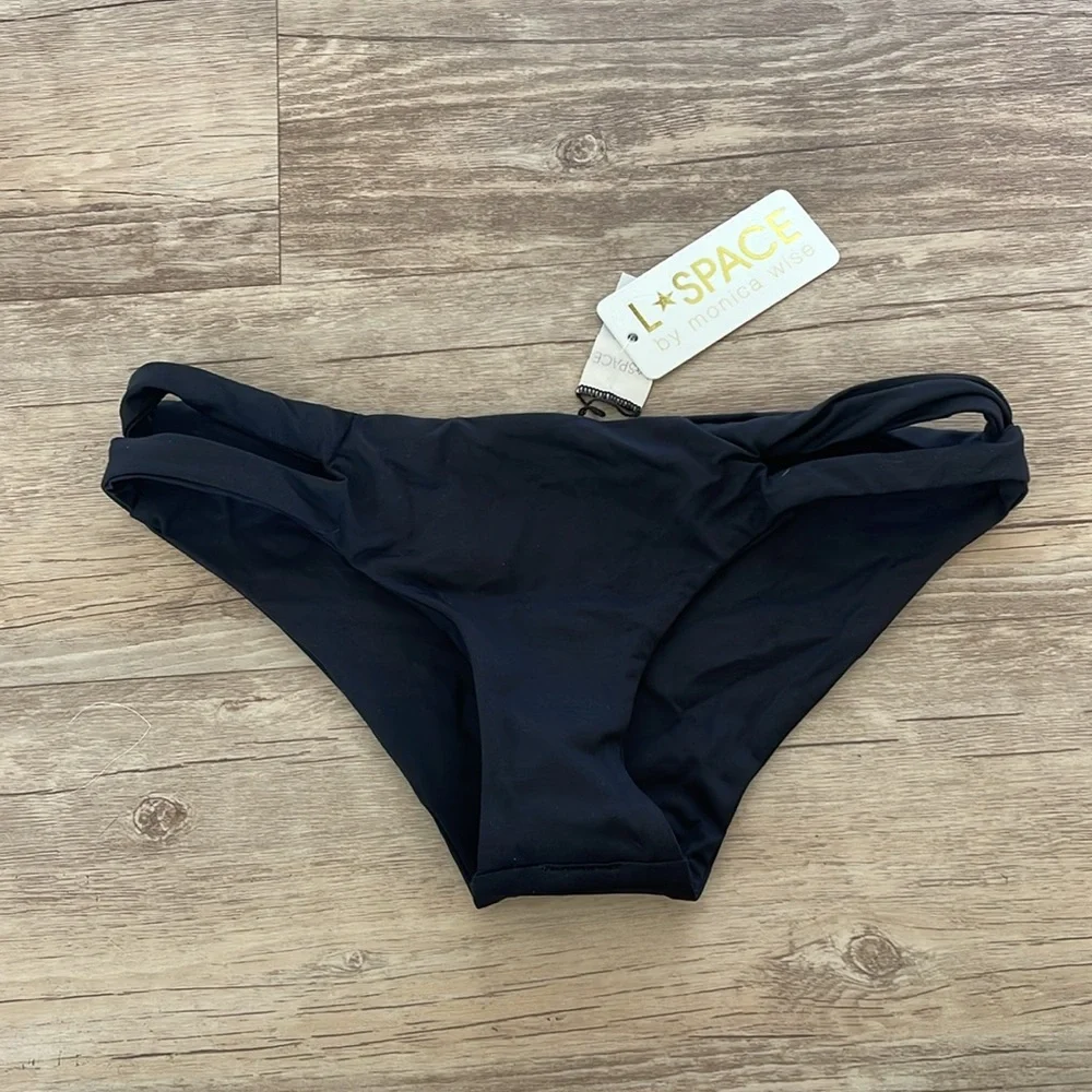 NWT L*Space Estella Cutout Classic Bikini Bottom In Black - Picture 6 of 7
